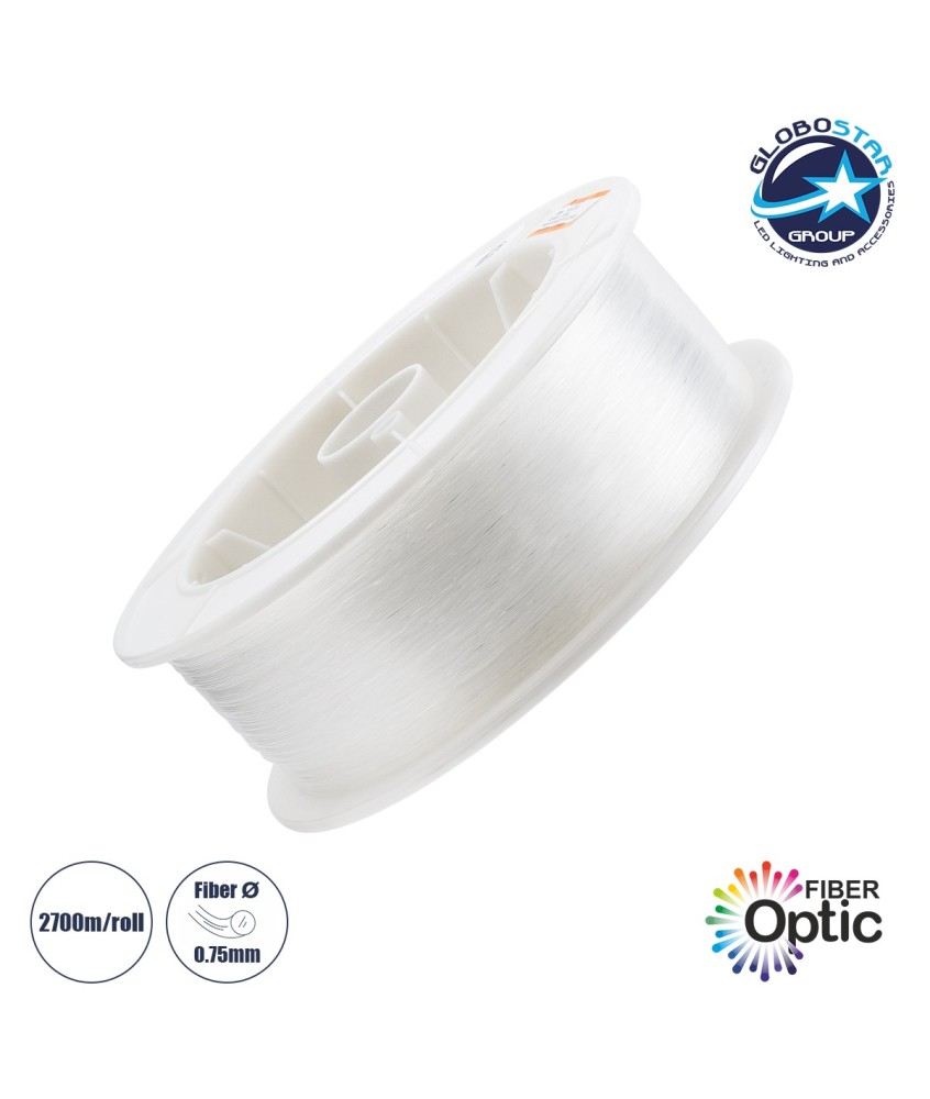GloboStar® 79621 Ρολό Οπτικής Ίνας - Fiber Optic Roll για LED Μηχανές Οπτικής Ίνας - Πάχους 0.75mm - Μήκος Ρολού 2700 Μέτρα